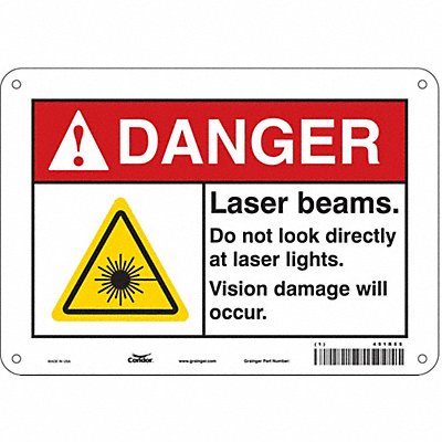 Laser Warning Sign 7 in x 10 in Aluminum