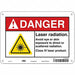 Laser Warning Sign 7 in x 10 in Aluminum