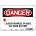Laser Warning Sign 7 in x 10 in Aluminum