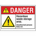 Hazardous Waste Danger Rflct Lbl 7x10in