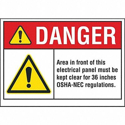 Elec Panel Danger Rflctv Label 10inx14in