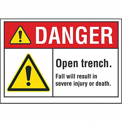 Open Trench Danger Lbl 5x7in Polyester