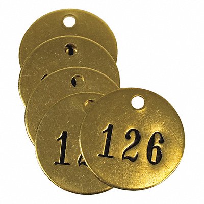 Numbered Tag Brass 1 1/2in H PK25