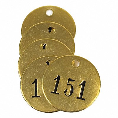 Numbered Tag Brass 1 1/2in H PK25