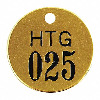 Numbered Tag Brass 1 1/2in H PK25