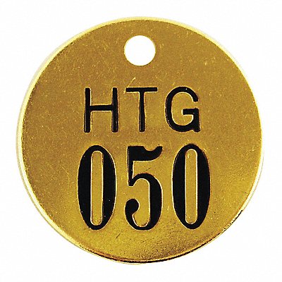 Numbered Tag Brass 1 1/2in H PK25