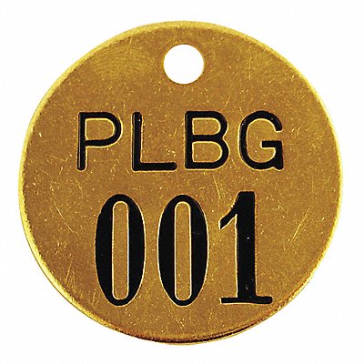 Numbered Tag Brass 1 1/2in H PK25