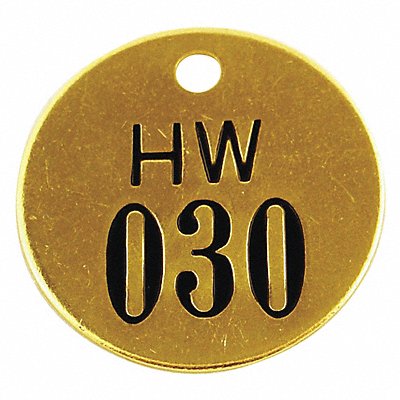 Numbered Tag Brass 1 1/2in H PK25