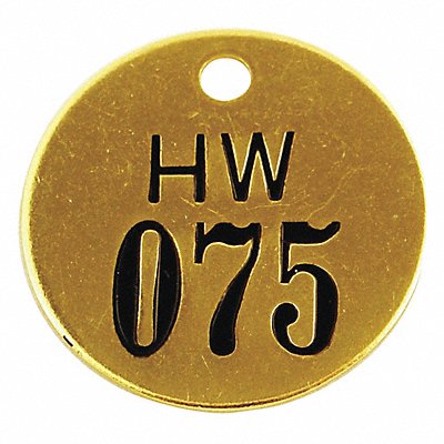 Numbered Tag Brass 1 1/2in H PK25