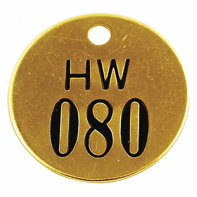 Numbered Tag Brass 1 1/2in H PK25