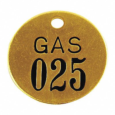 Numbered Tag Brass 1 1/2in H PK25