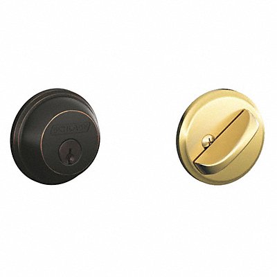 Deadbolt Aged Bronze / Bright Brass