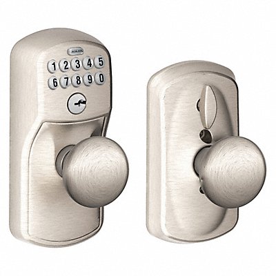 Push Button Lockset Knob Satin Nickel