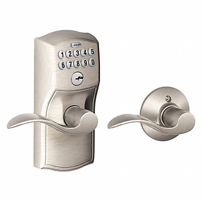 Electronic Lock Lever Satin Nickel