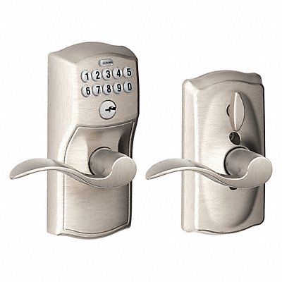 Electronic Lock Lever Satin Nickel