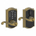 Electronic Lock Lever Antique Brass