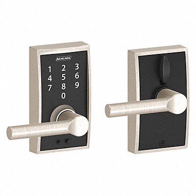 Electronic Lock Lever Satin Nickel