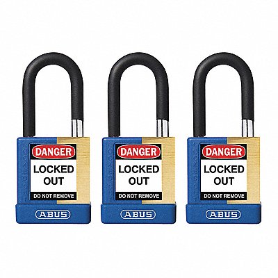 Keyed Padlock 3/4 W x1-1/2 H Shackle PK3