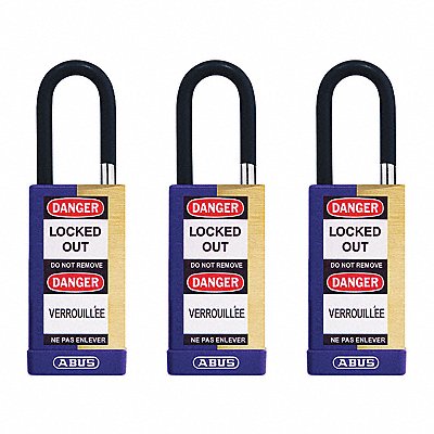 Keyed Padlock 3/4 W x1-1/2 H Shackle PK3