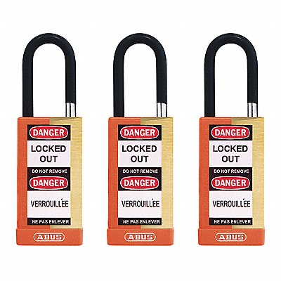 Keyed Padlock 3/4 W x1-1/2 H Shackle PK3