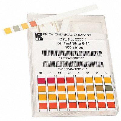 pH Test Strips 4 in L 0 to 14 pH PK100