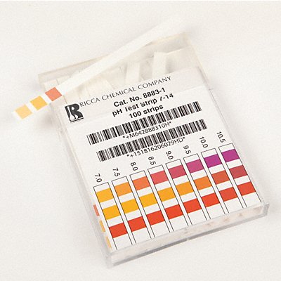 pH Test Strips 4 in L 4.5 to 10 pH PK100