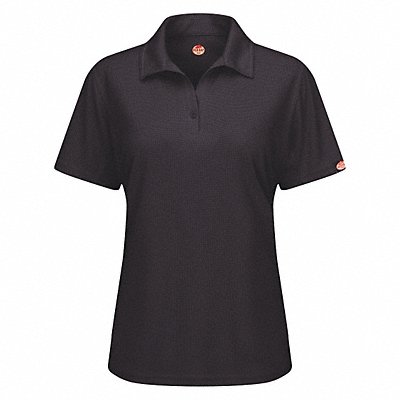 J2890 Short Sleeve Polo Wmn 2XL Black Button