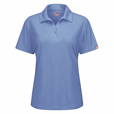 J2890 Short Sleeve Polo Womens L Blue Button