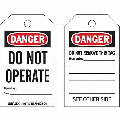 Danger Tag Do Not Operate PK10