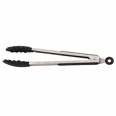 Coated Scalloped Tongs 12 in L Black