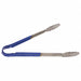 Uncoated Scalloped Tongs 12 in L SS Blue