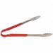 Uncoated Scalloped Tongs 12 in L SS Red