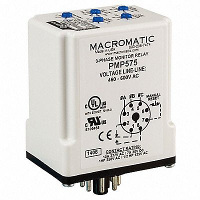 Phase Monitor Relay 480-600VAC Plug SPDT