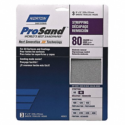 Sandpaper Sheet 11 in L 9 in W PK20