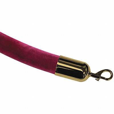 Barrier Rope Maroon Plshd Brass Snap End