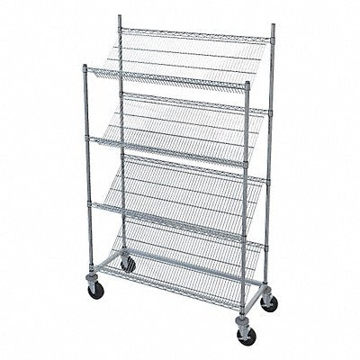 Slanted Shelf Wire Cart Chrome 4 Shelves