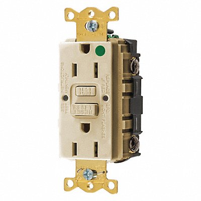 GFCI Receptacle 15A 125VAC 5-15R Ivory