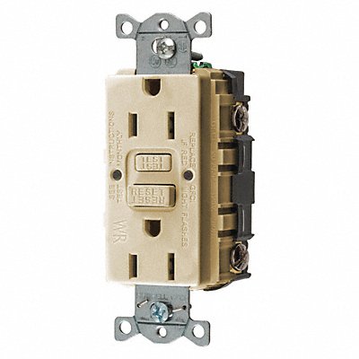 Recept Ivory 15 A GFCI 2P3W Bk Sd 1PK
