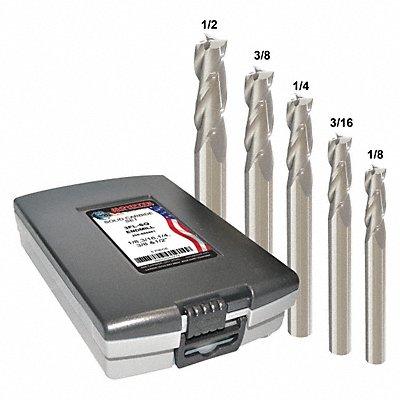 End Mill Set 5 pc Square Carbide