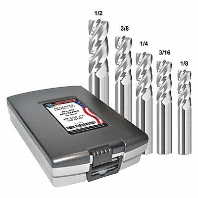 End Mill Set 5 pc Square Carbide