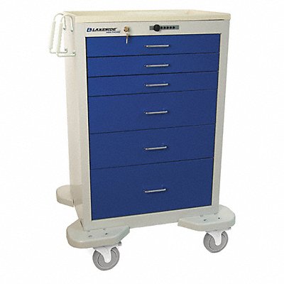 Medical Prcedure Cart 6Drawers Gray/Blue