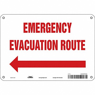 J9664 Safety Sign 7 in x 10 in Polyethylene