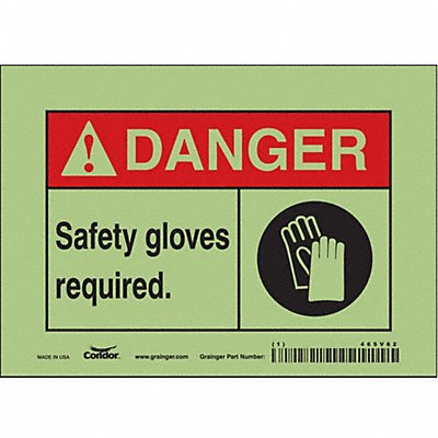 Safety Sign 5 in x 7 in Glow Vinyl