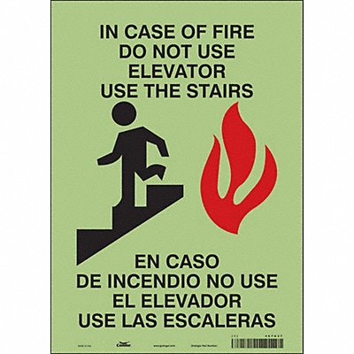 J9271 Safety Sign 14 in x 10 in Glow Vinyl