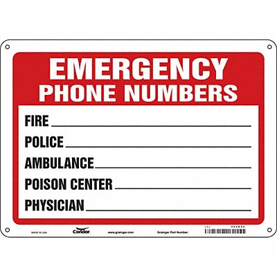 J9297 Safety Sign 10 in x 14 in Polyethylene
