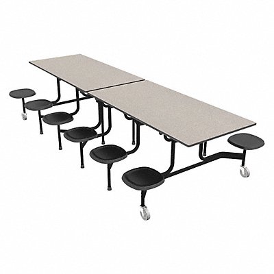 Mobile Stool Table Gray Black 12 Seats