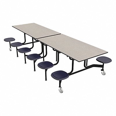 Mobile Stool Table Gray Blue 12 Seats