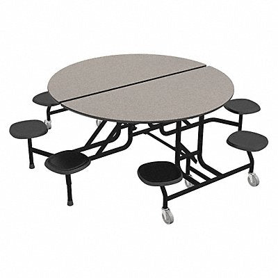 Mobile Stool Table Gray Black 8 Seats