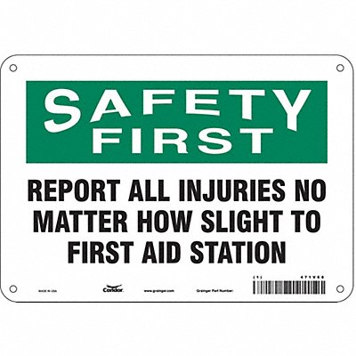First Aid Sign 7 in x 10 in Aluminum
