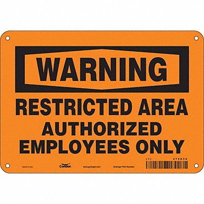 J7957 Safety Sign 7 in x 10 in Polyethylene